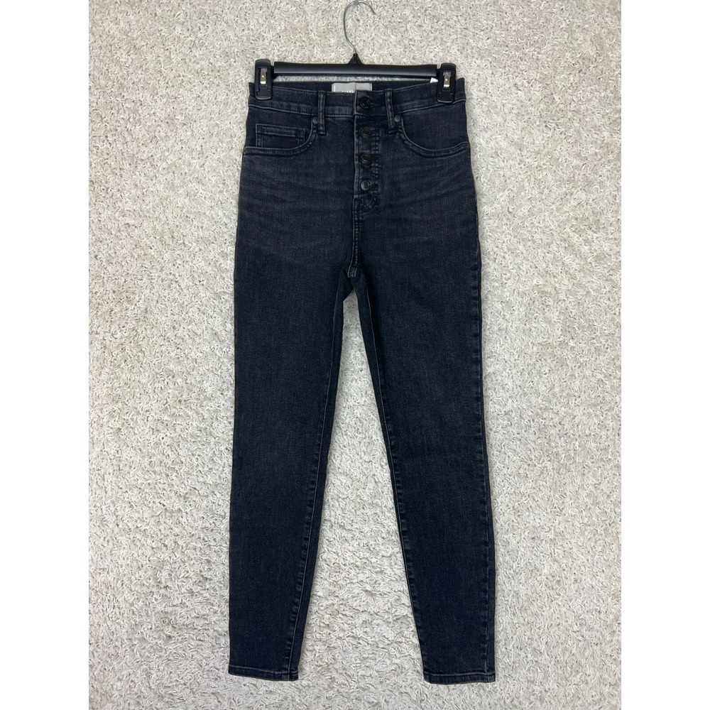 Everlane Jeans Womens 26 Ankle Black Button Fly High Rise Skinny Denim Casual